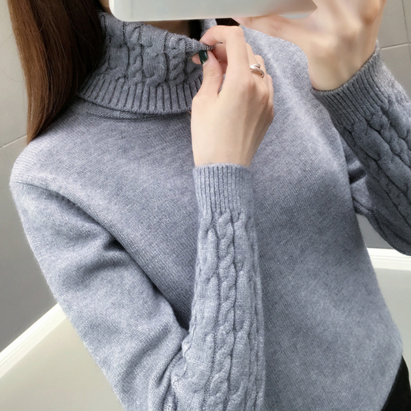 Pull en tricot pour femme, col roulé coréen, manches longues, automne-hiver 2026, rose