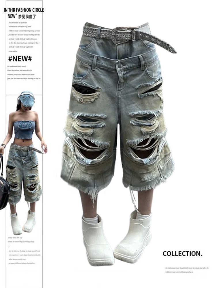 Femmes Y2k Jean déchiré Harajuku Wasteland Style Baggy Denim pantalon Vintage petit ami surdimensionné Jean pantalon japonais années 2000 vêtements
