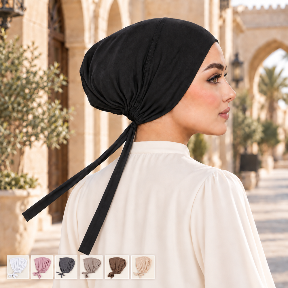 Bonnet sous-foulard à nouer dans le dos pour femmes, en coton mercerisé extensible, bonnet doux et respirant, couvre-cheveux pour un usage quotidien, turban, bandeau pour la tête.