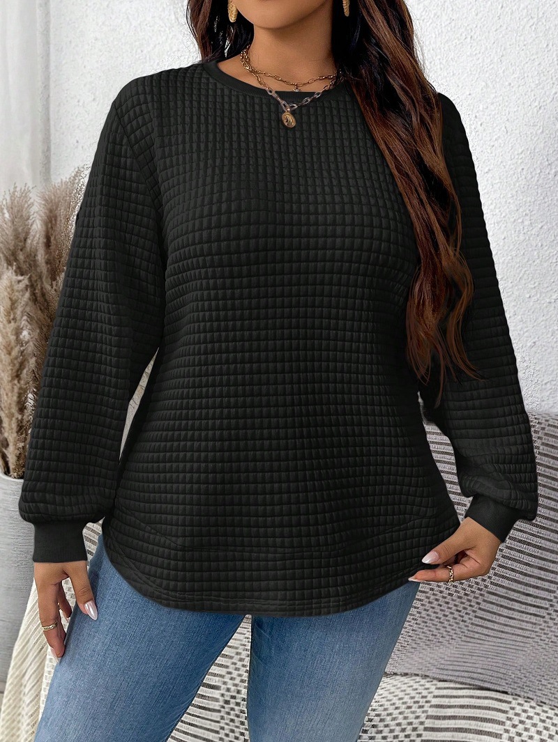 Sweat-shirt à carreaux grande taille pour femme, pull décontracté, monochromatique, document, mode printemps et hiver, convient pour CommConsulTravel