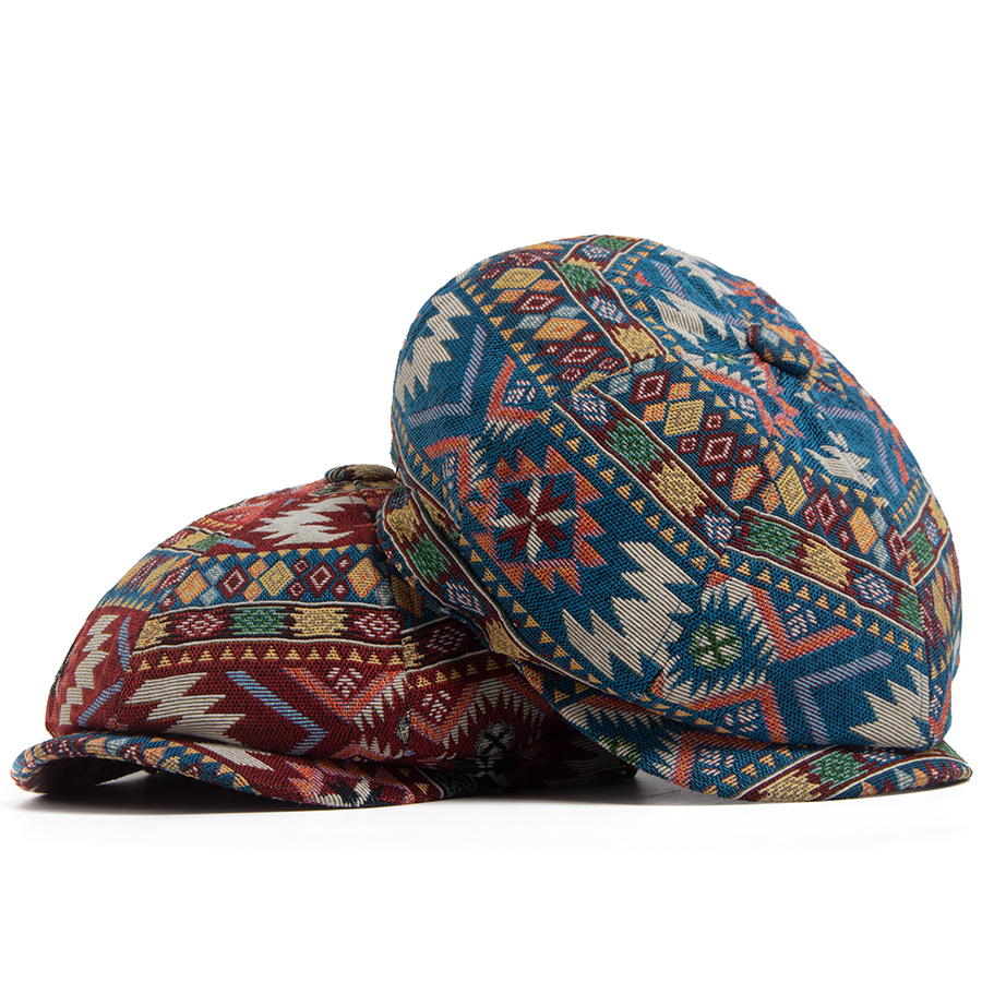 Casquette Gavroche Bohème à Motif Ethnique Aztec, Casquette Plate Géométrique Vintage, Bérets Décontractés pour Hommes et Femmes, Casquette Ivy à Visière Unisexe Réglable