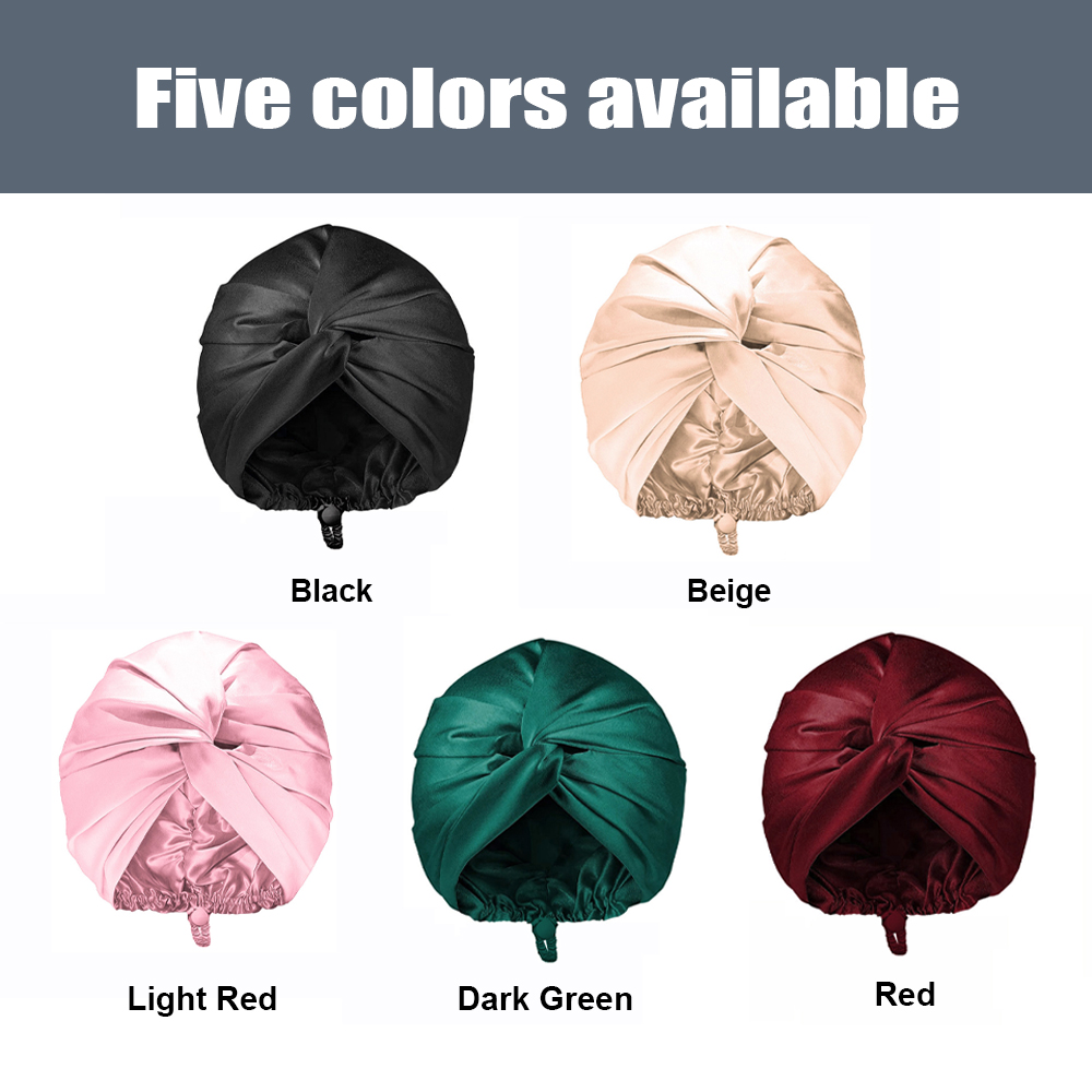 Bonnet de nuit en Satin de soie pour dormir, Turban Double couche pour femmes, enveloppe de cheveux réglable pour cheveux bouclés et lisses