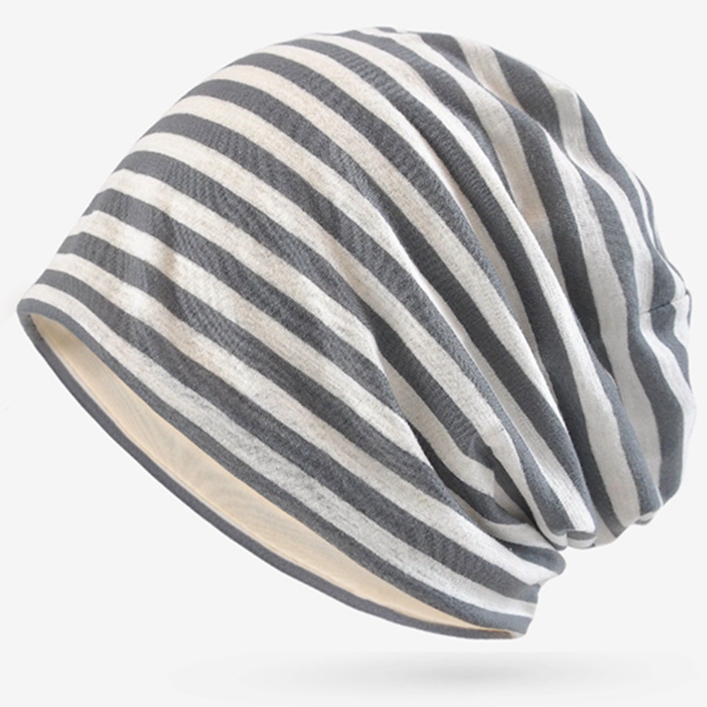 Dames été rayé tricot Bonnet chapeau printemps Slouchy Style Skullies casquette femmes mince Bonnet automne hommes Benie Hiphop Pile chapeau