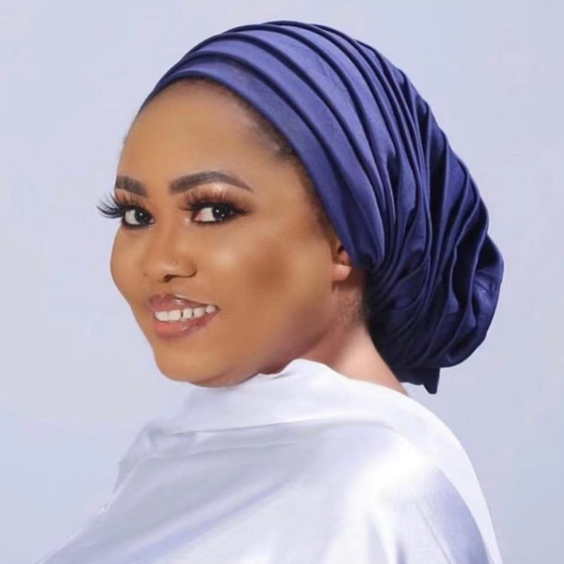 Couvre-chef africain plissé et froissé pour femme, bonnet, hijab turc, cravate de sauna déjà faite, casquette unie pour dames musulmanes