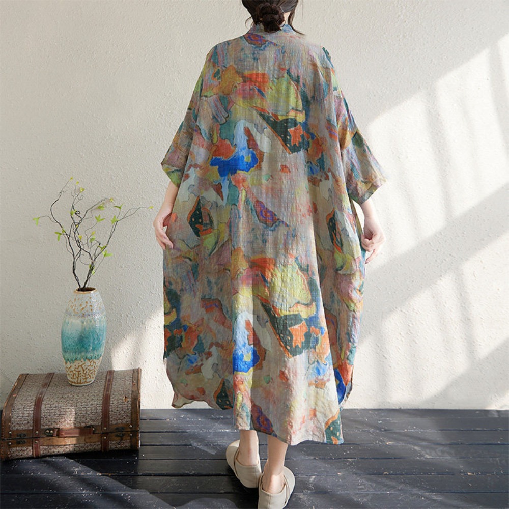 Robe d'été confortable en coton et lin pour femme, style bohème, décontractée, pour les vacances et la plage