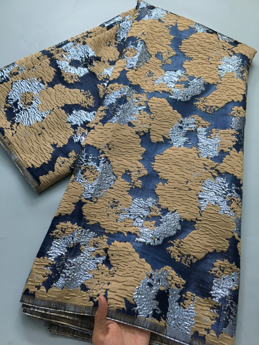 Tissu nigérian en brocart 2025, haute qualité, 2.5 Yards, Jacquard africain, dentelle dorée, luxe pour femmes, robes de soirée
