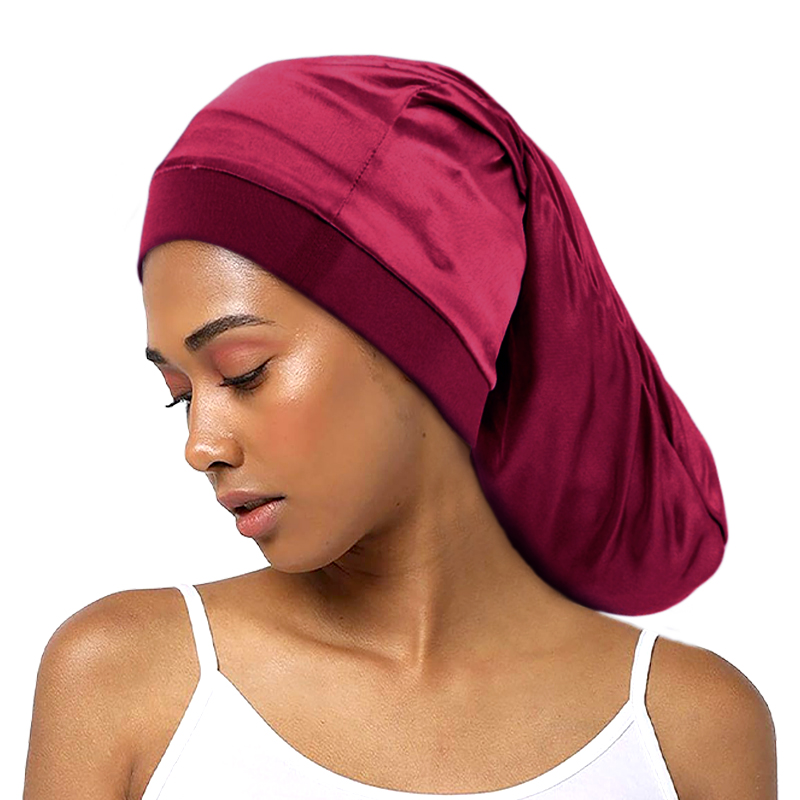 Bonnet de couchage en satin unisexe, large bande élastique ouverte, bonnet de poche, tresses de dreadlock soyeux, bonnet PO gy, hommes et femmes, longs intervalles, nouveau