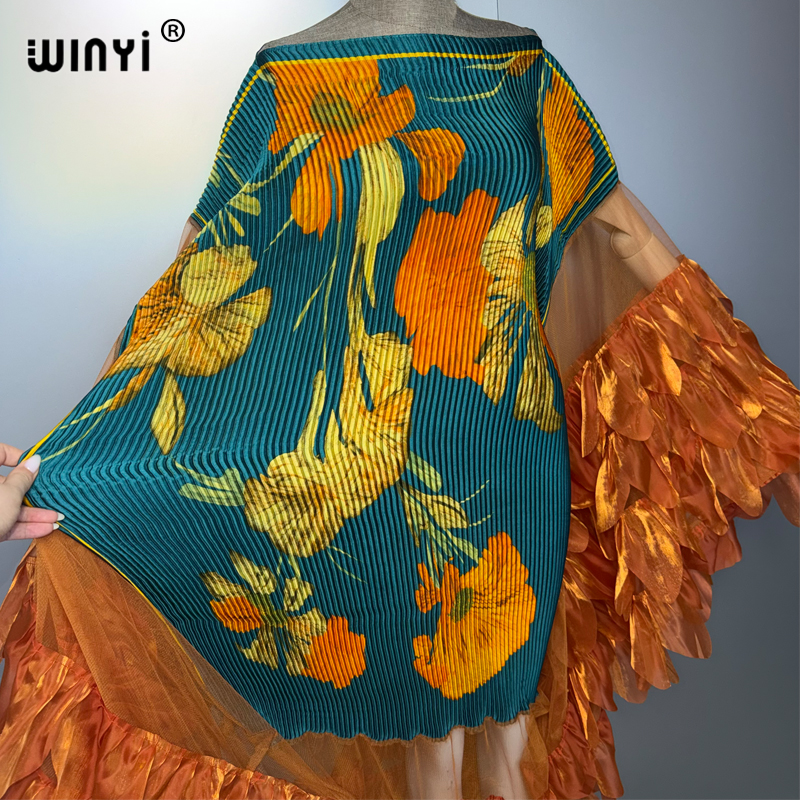 Robe d'été décontractée WINYI pour femme, élastique, plissée, style bohème, Abaya de soirée, Dubaï, luxe, pour femme musulmane, tendance