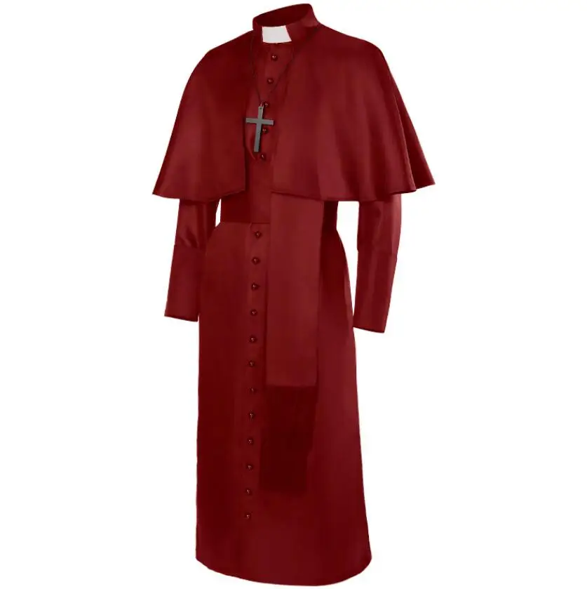 Uniforme de pape romaine, Costume de Cosplay de prêtre médiéval, église catholique, soutane religieuse, pasteur, Robe missionnaire de masse, soutane du clergé