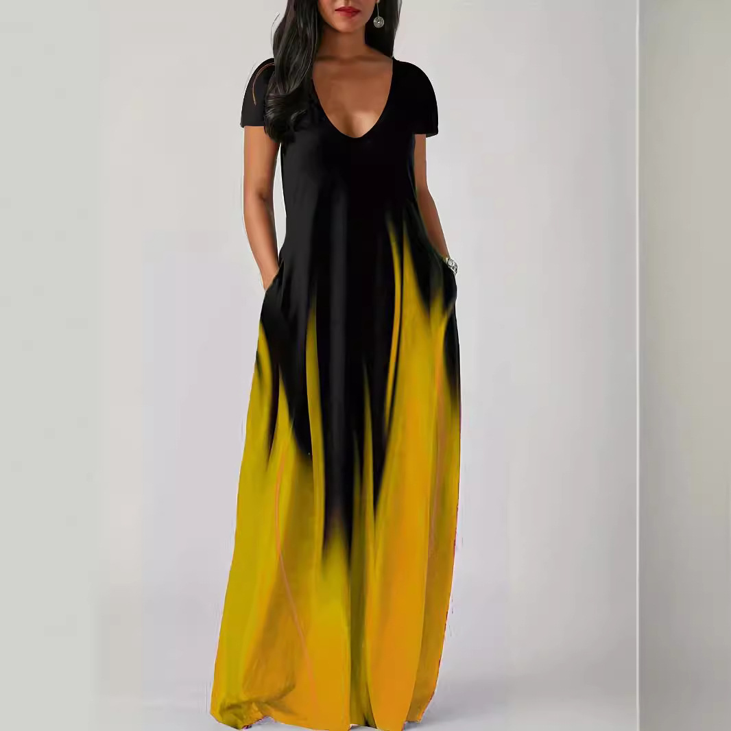 Femmes 1XL-5XL grande taille nouvel été ample imprimé décontracté Sexy femmes robe poche longue robe vitrines charme personnel