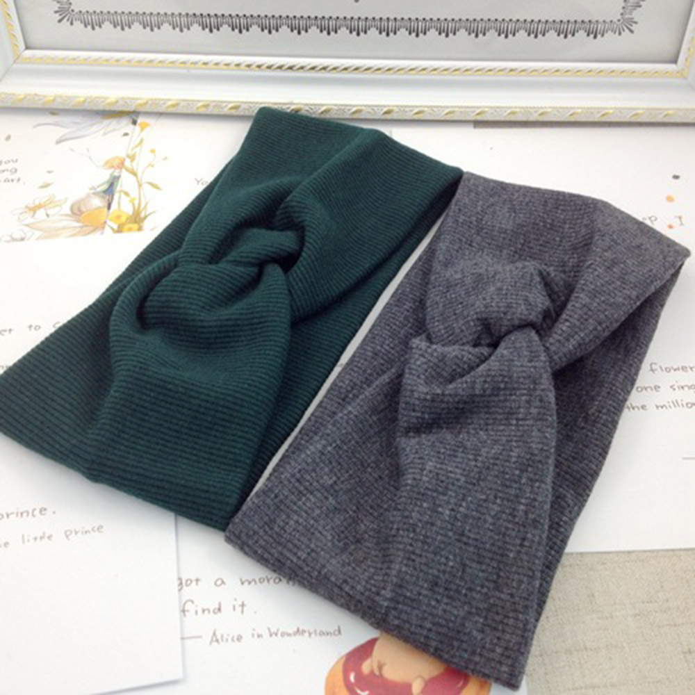 Femmes filles couleur unie bandes de cheveux tricoté coton bandeaux Vintage croix Turban pansement Bandanas bandeaux cheveux accessoires