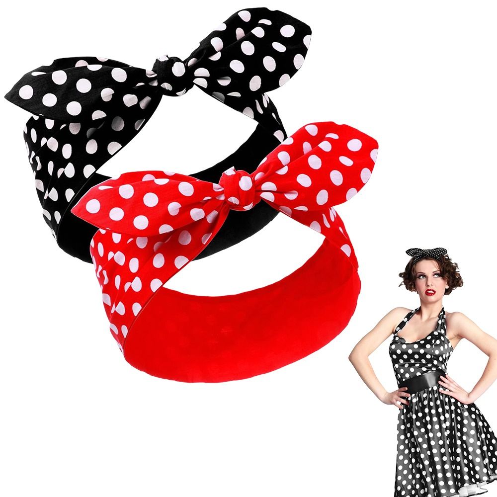 2 pièces mode à pois Bandana bandeau arc large bandeau de cheveux dame foulard accessoires de cheveux