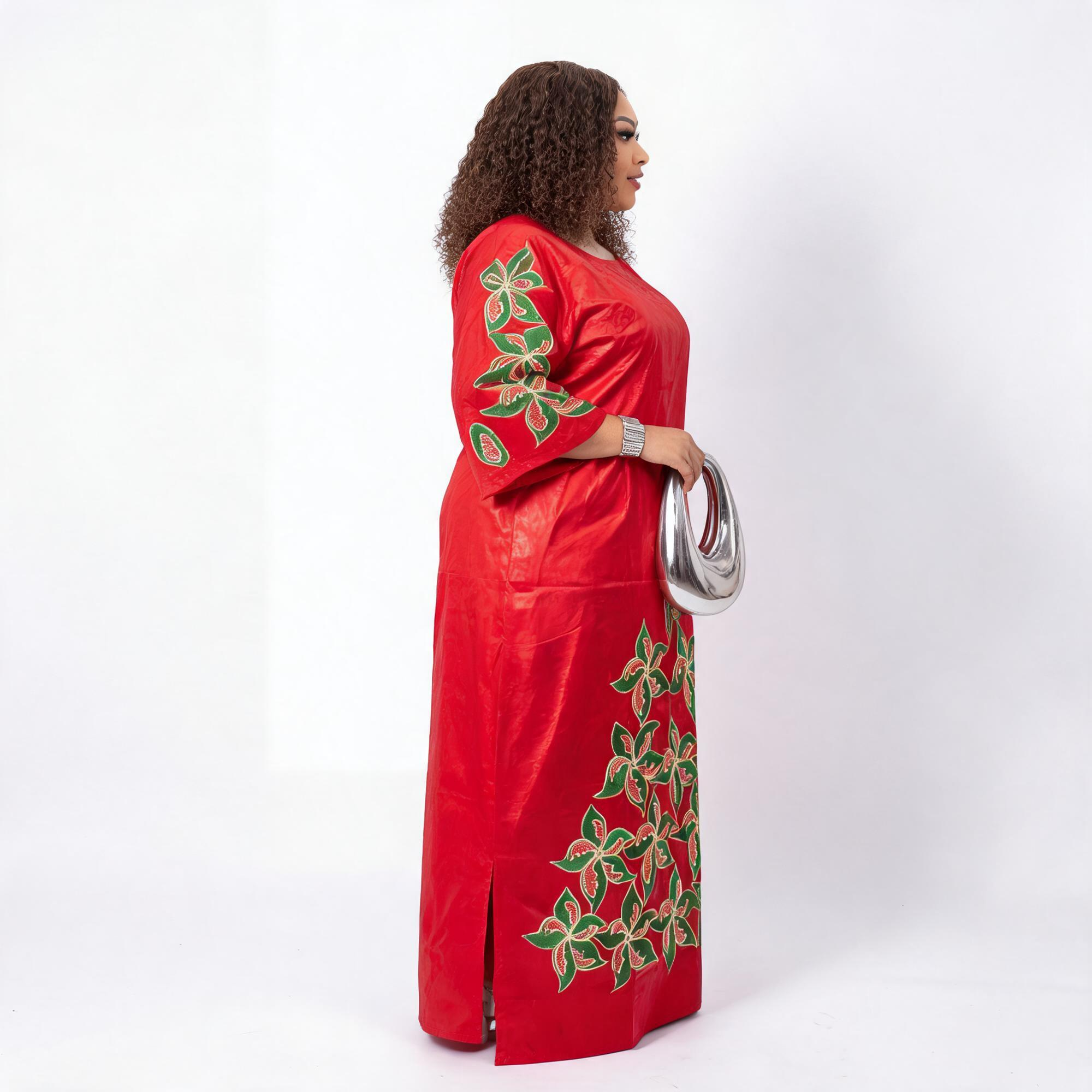 Robes africaines pour femmes grande taille, robe longue en bazin riche avec broderie et écharpe