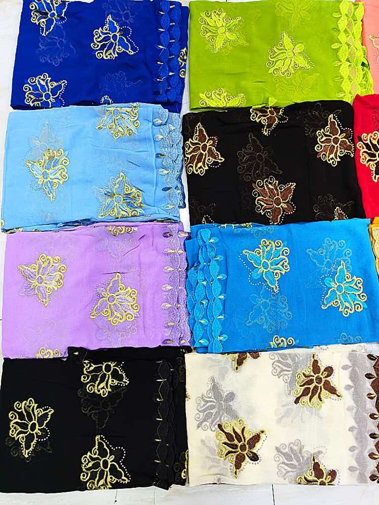 Écharpe Musulmane Africaine en Mousseline de Soie de Bonne Qualité 2026 – Dernière Collection de Hijabs Islamiques Africains en Mousseline avec Broderie de Dubaï – Foulard Kashkha Duba