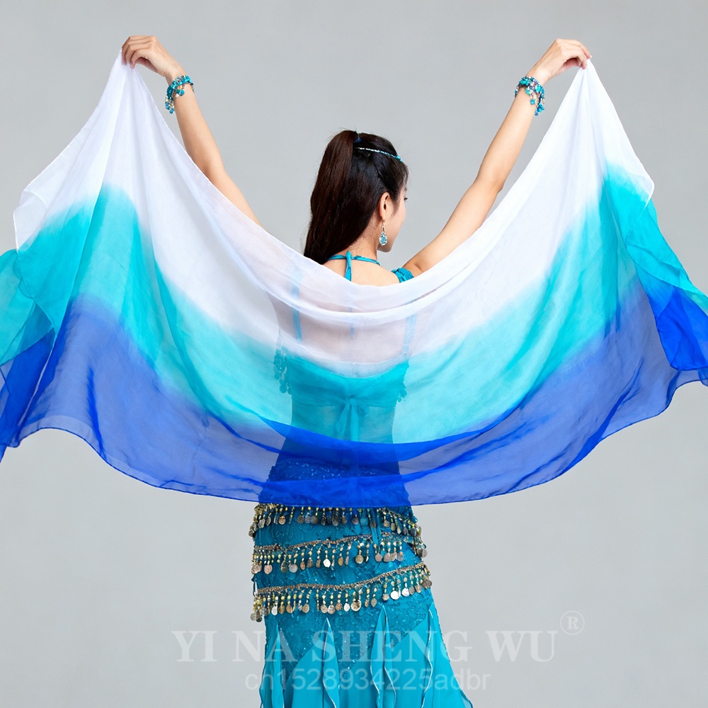 100% châle en soie pour danse du ventre châles danse du ventre voile de soie foulards visage personnalisé jeté à la main écharpe dégradé noir rouge blanc