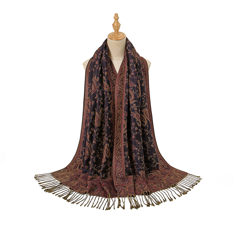 Ethnique Paisley broderie Viscose Hijab rétro noix de cajou coton femmes musulmanes écharpe enveloppes dames élégant châles Turban foulard