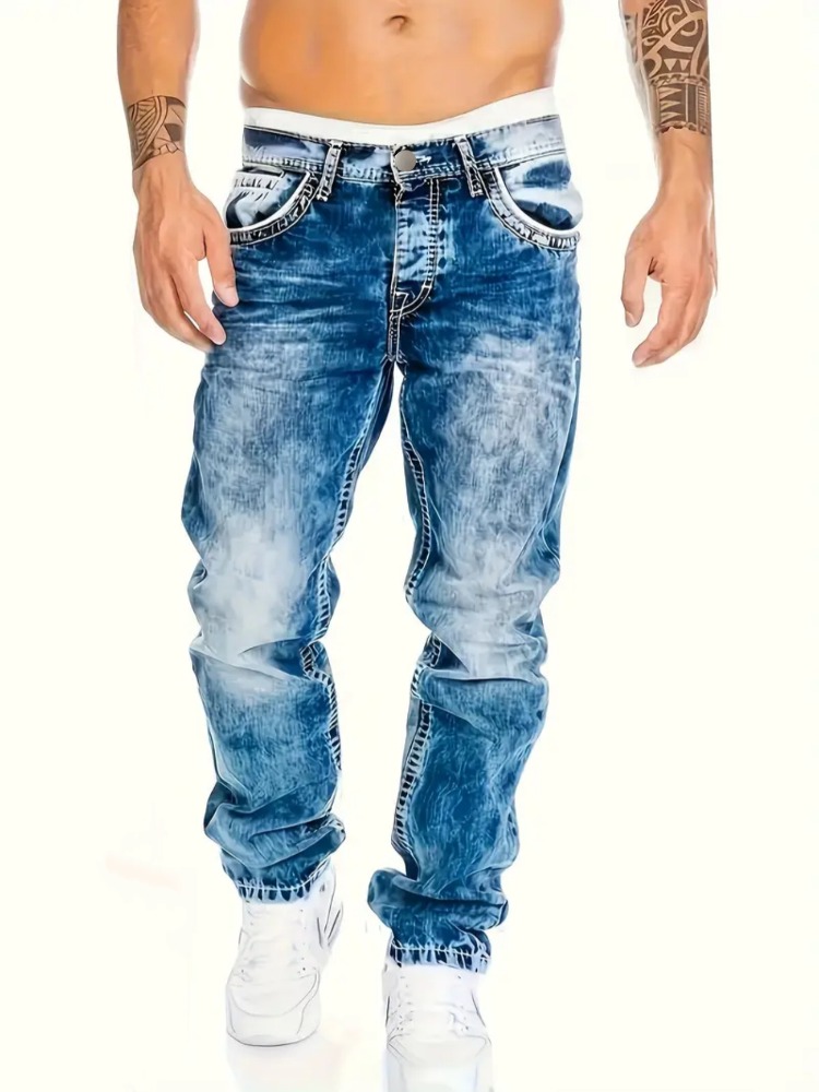 Jean européen et américain pour hommes, pantalon élastique Slim, à la mode, Vintage, lavage, Denim, Streetwear, nouvelle collection automne