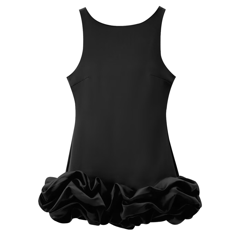 HXAO Robe femme rouge robes courtes à volants dos nu noir blanc Mini robe robes de soirée sexy