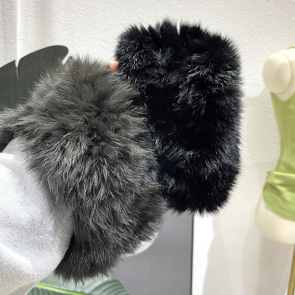 Hiver femmes vraie fourrure à la main extensible fourrure écharpe tricot véritable lapin fourrure bandeaux filles naturel fourrure anneau capot Snood foulards