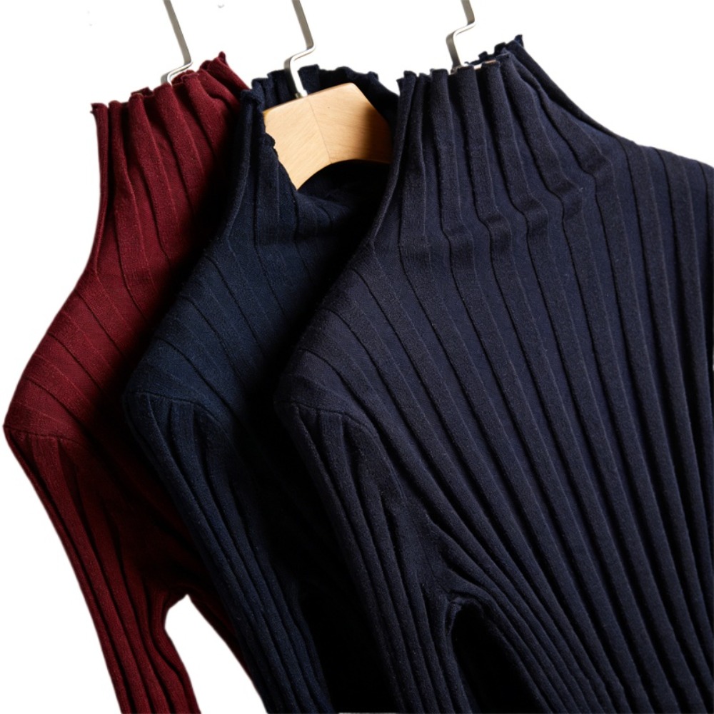 Pull en tricot pour femme, 70% soie de mûrier naturelle et 15% cachemire, col haut rayé, doux pour la peau, tendance