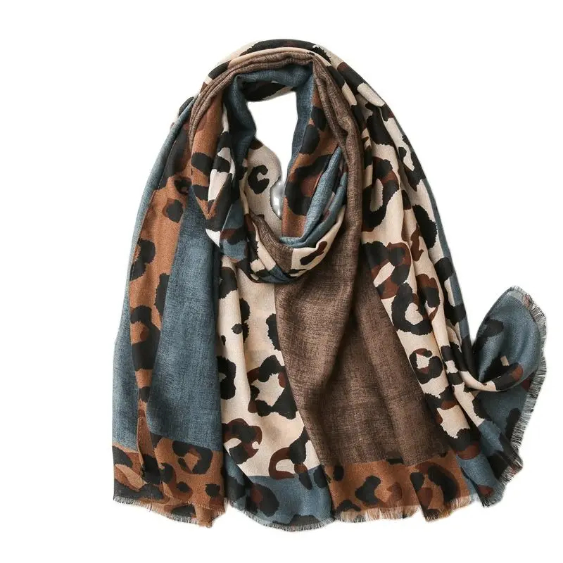 Printemps Designer unique luxe marron dames sauvage léopard écharpe femme longue écharpe châle mince marron à la mode écharpe longue châle