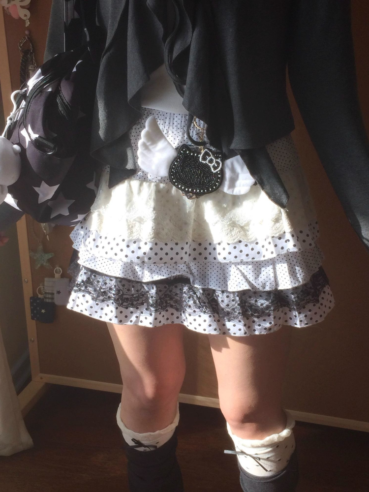 Jupe ample Lolita en dentelle douce pour femmes, jupe d'été japonaise, taille élastique, Patchwork, gâteau à pois, Hepburn, nouvelle jupe Vintage, 2025