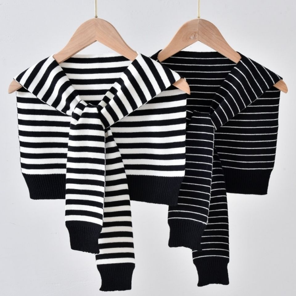 Écharpe en laine coréenne pour femme, chemisier à épaules, cape nouée, protège-cou, faux col, écharpe en cachemire, châle chaud, hiver, Q36