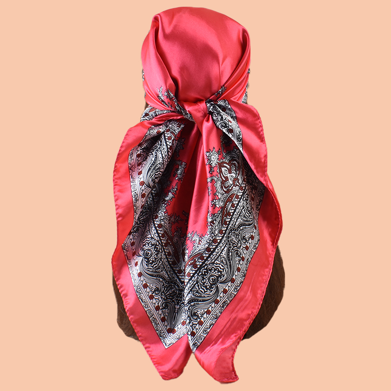 Foulard carré en Satin pour femmes, accessoire de plage d'été, à la mode, 90x90 pouces, multi-usage, serviette pour cheveux polyvalente, 1 pièce
