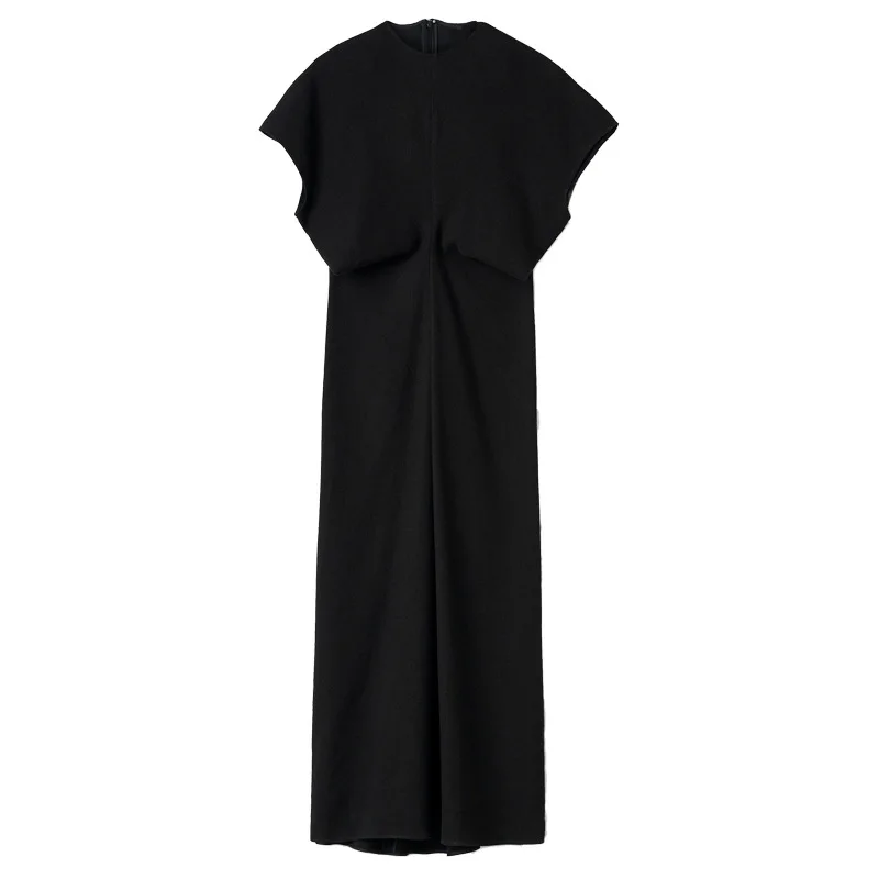 Robe cintrée en mélange de lin et de laine légère, style long, vêtements décontractés pour femmes, nouvelle collection été 2023