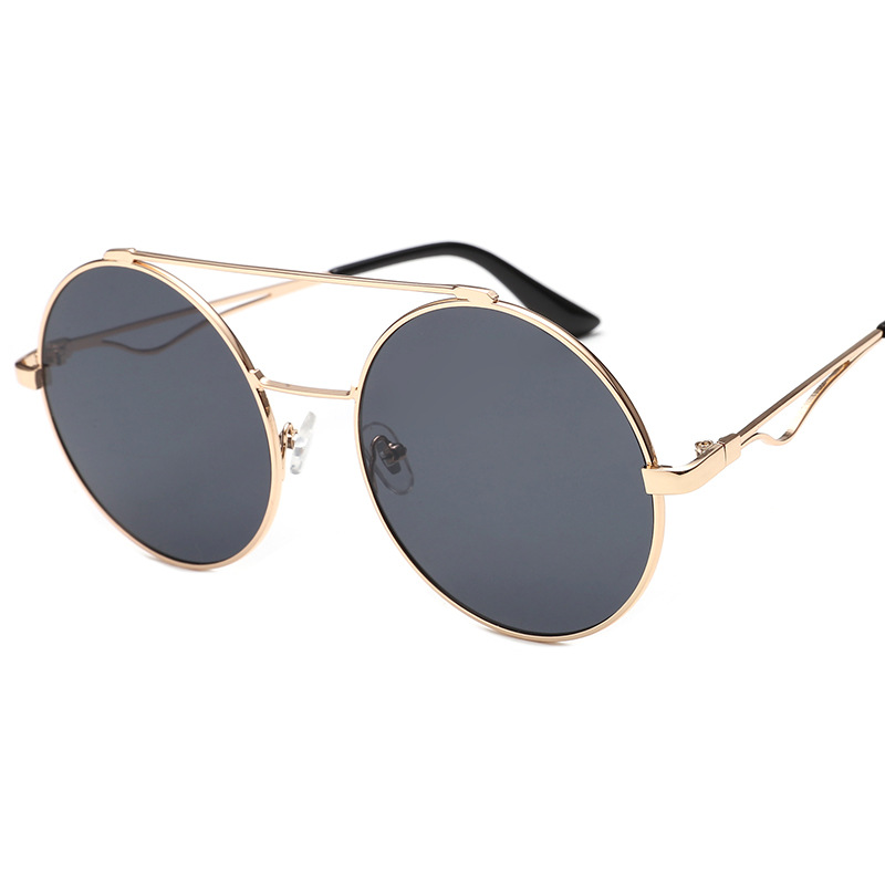 Lunettes de soleil de forme ronde pour femmes et hommes, élégantes, à Double pont, pour la conduite et les voyages