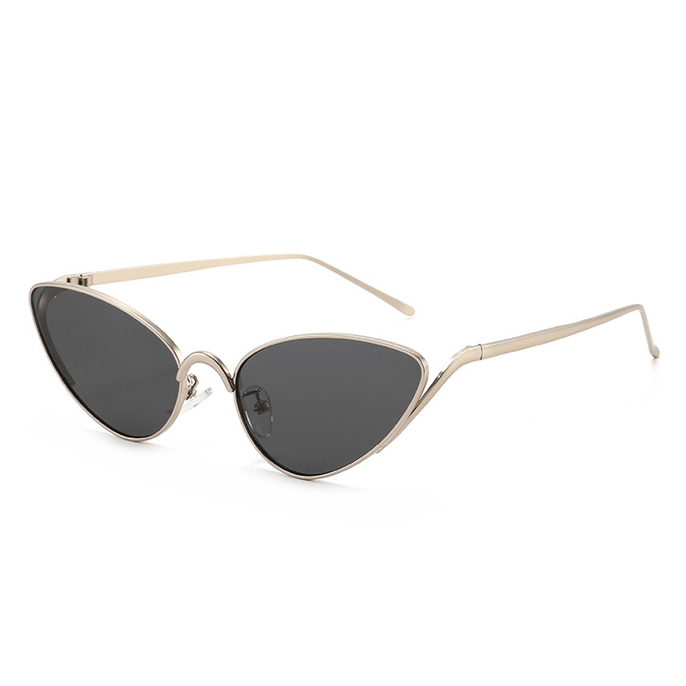 1 paire de lunettes de soleil pour femme, nouveau design, esthétique hautement appréciée, monture œil de chat en métal, style rétro, polyvalentes, tendance, mode streetwear, noires