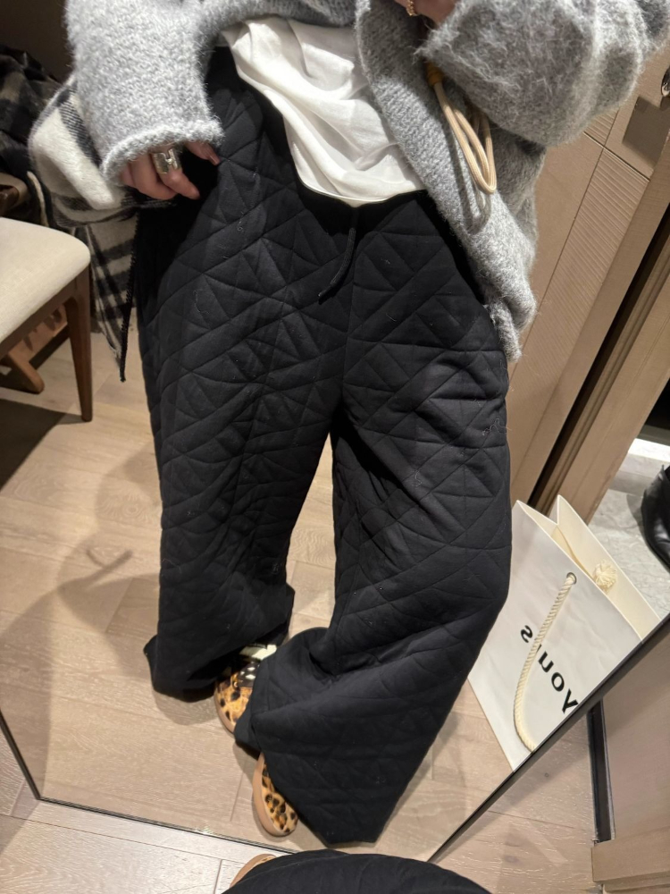 Pantalon décontracté en coton pour femmes, Style coréen, kaki, surdimensionné, chaud, jambes larges, Vintage, noir, couleur unie, ample, hiver