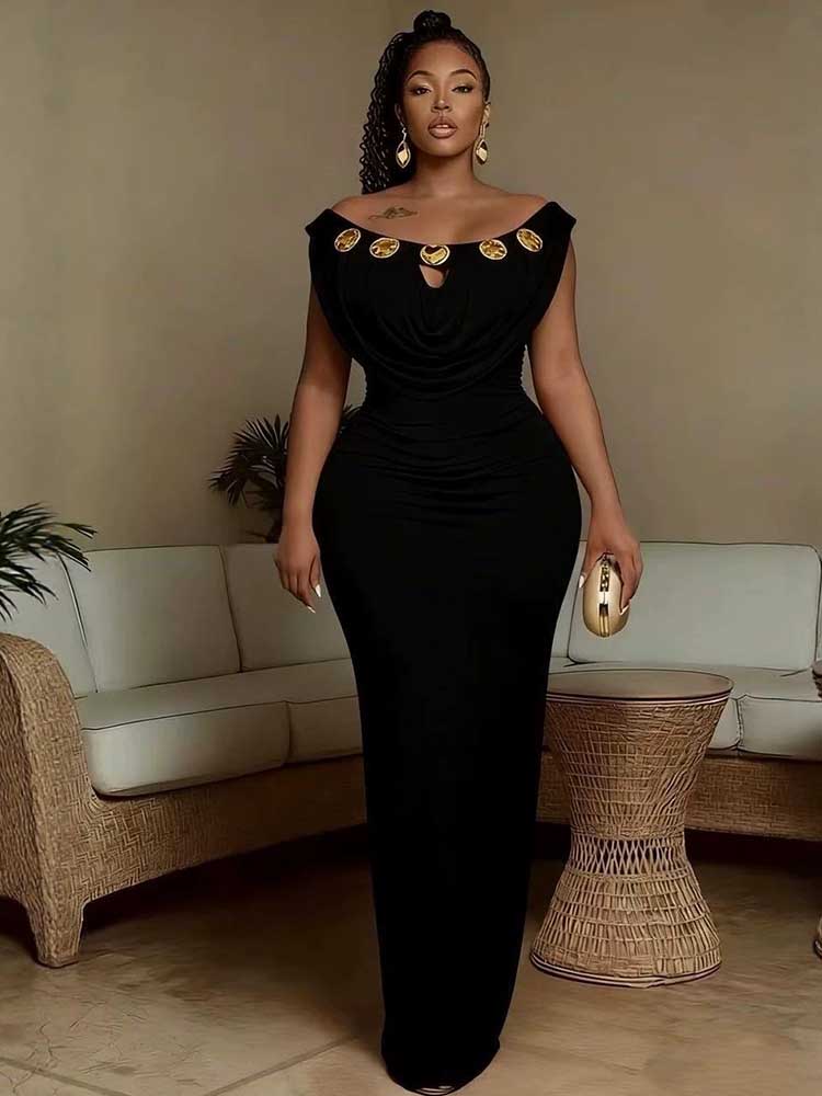 Robe de soirée pour fêtes, taille haute, coupe ajustée, style bohème, chic, pour femme, pour invitation de mariage, épaules dénudées, sexy, longue, élégante