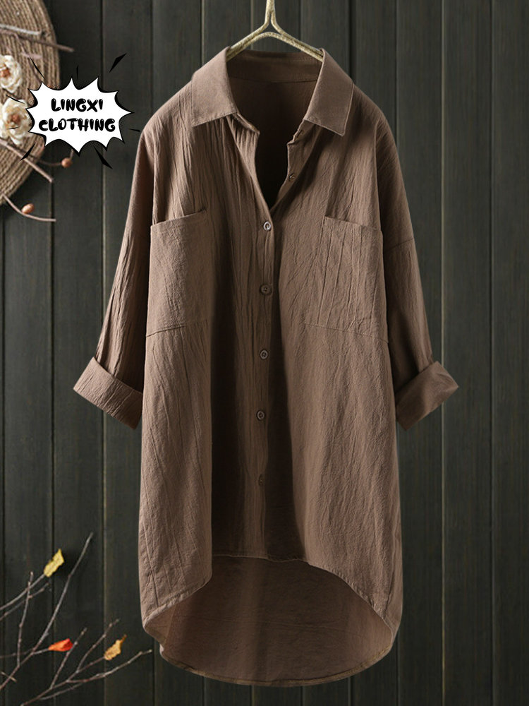 Chemisiers élégants et pour jeunes femmes, décontracté, en coton et lin, grande taille, simple boutonnage, Style de déplacement, chemise à manches longues