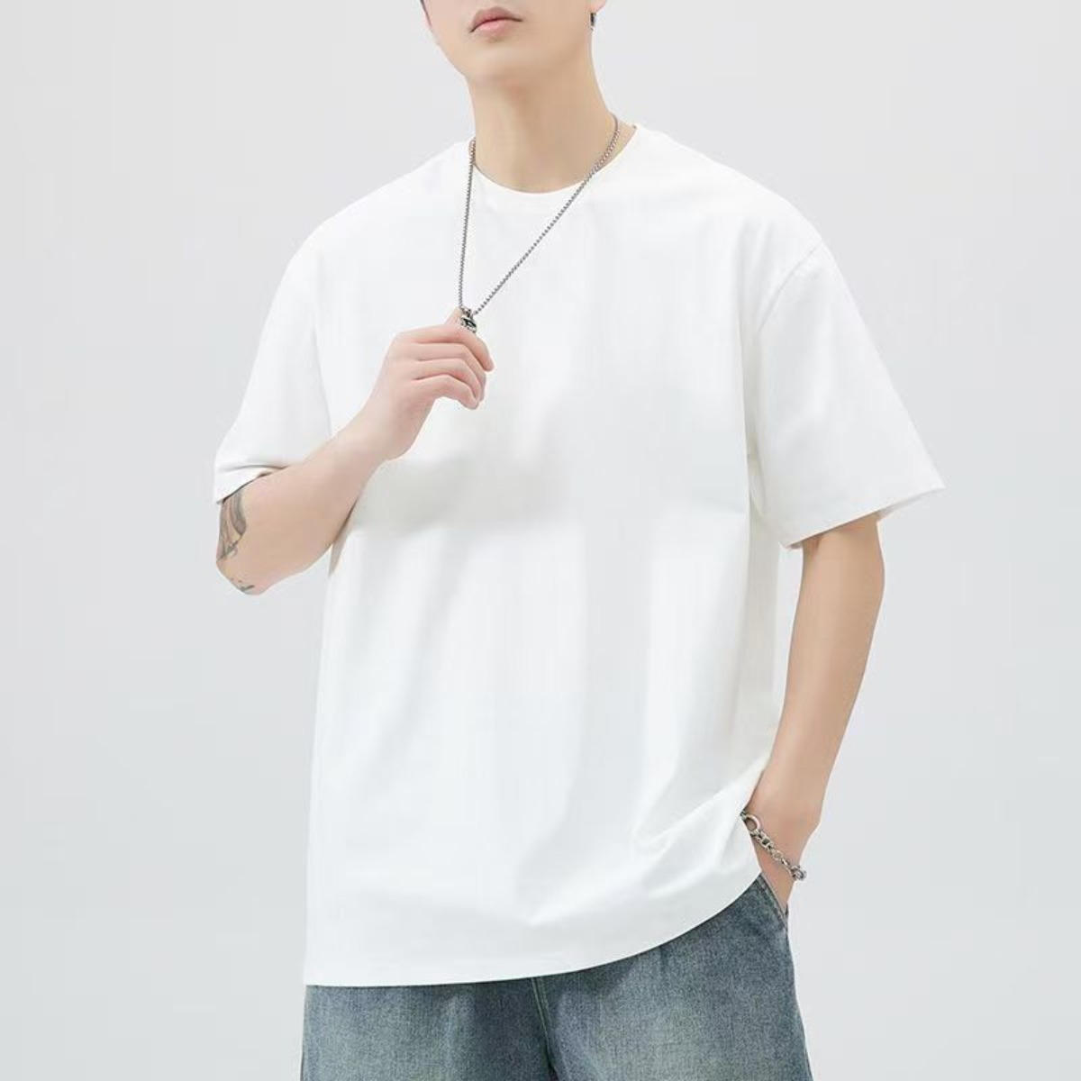 T-shirt Homme Nouvelle Collection Été – Hauts Unis Classiques pour le Quotidien – T-shirts Basiques à Col Rond et Manches Courtes – Hauts Blancs