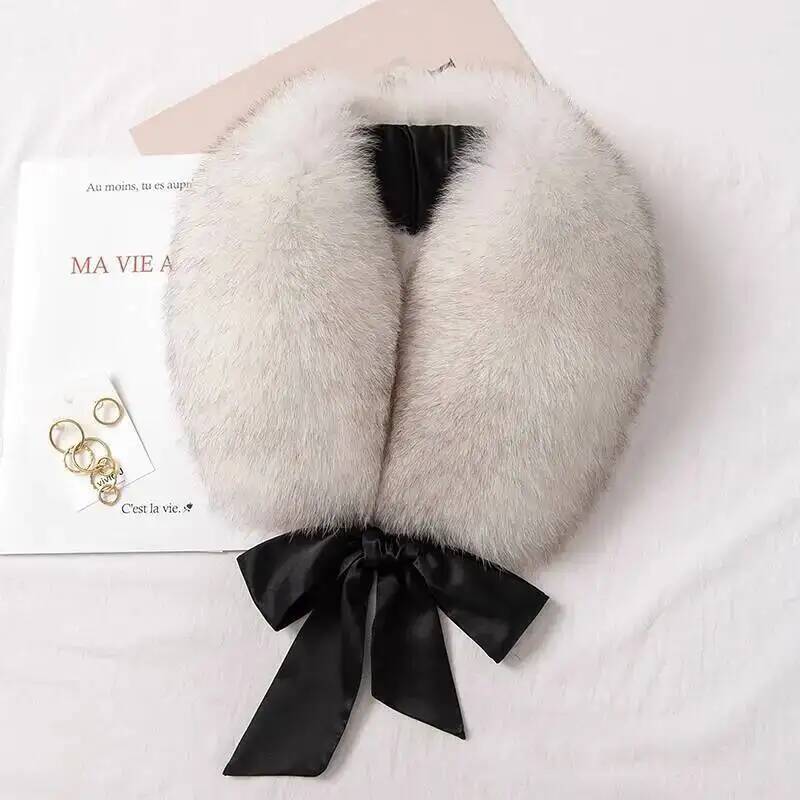Luxe hiver 100% véritable fourrure de renard écharpe femmes cou garder au chaud naturel fourrure de renard col carré manteau à capuche chaud foulards dames