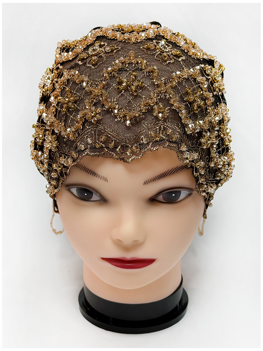 Couvre-tête en tissu maille, brodé à la main, chaîne de perles suspendue, chapeau en acrylique, dubaï, nouveau chapeau de culte arabe musulman, 2025