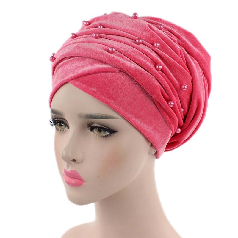 Écharpe turban en velours chaud pour femme, écharpe de sauna à perles, bonnet, chapeau africain et indien, enveloppes de tête pour femme, vêtements de sauna islamiques, hijab