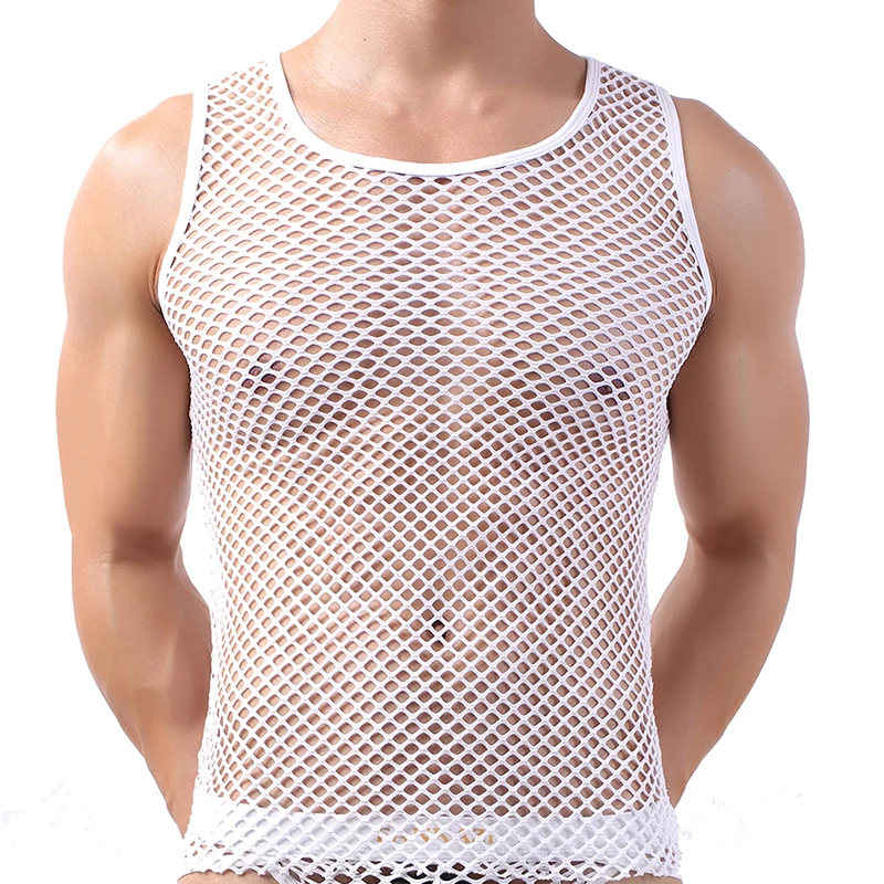 Débardeurs à la mode pour hommes, maillot de corps ajouré, gilet sans manches respirant en maille