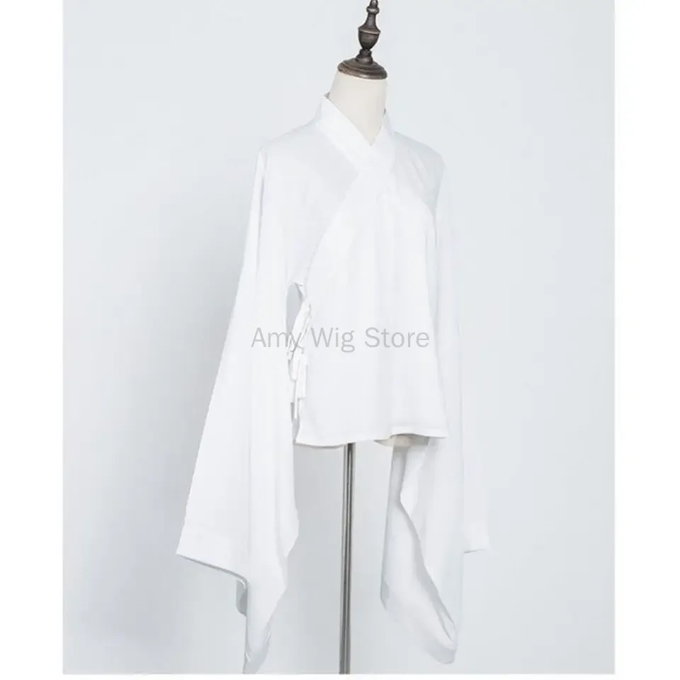 Costume traditionnel chinois Hanfu fluide pour femmes et hommes, hauts blancs et noirs, jupe, sous-vêtements, vêtements de spectacle sur scène
