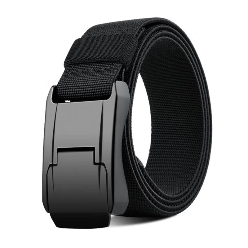 Ceinture tactique élastique noire de 38 mm de large / 1-1/2 po pour hommes, ceinture de créateur pour jeans, ceinture de mode ajustable avec boucle, ceinture unisexe