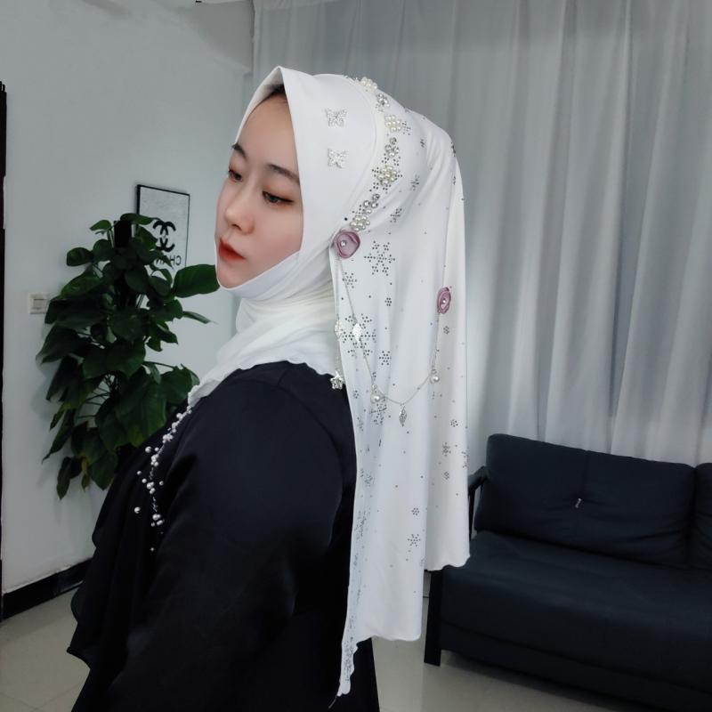 Ramadan femmes écharpe perles musulmanes Hijabs longue écharpe arabe glands châle mode Wrap Turban fête foulard