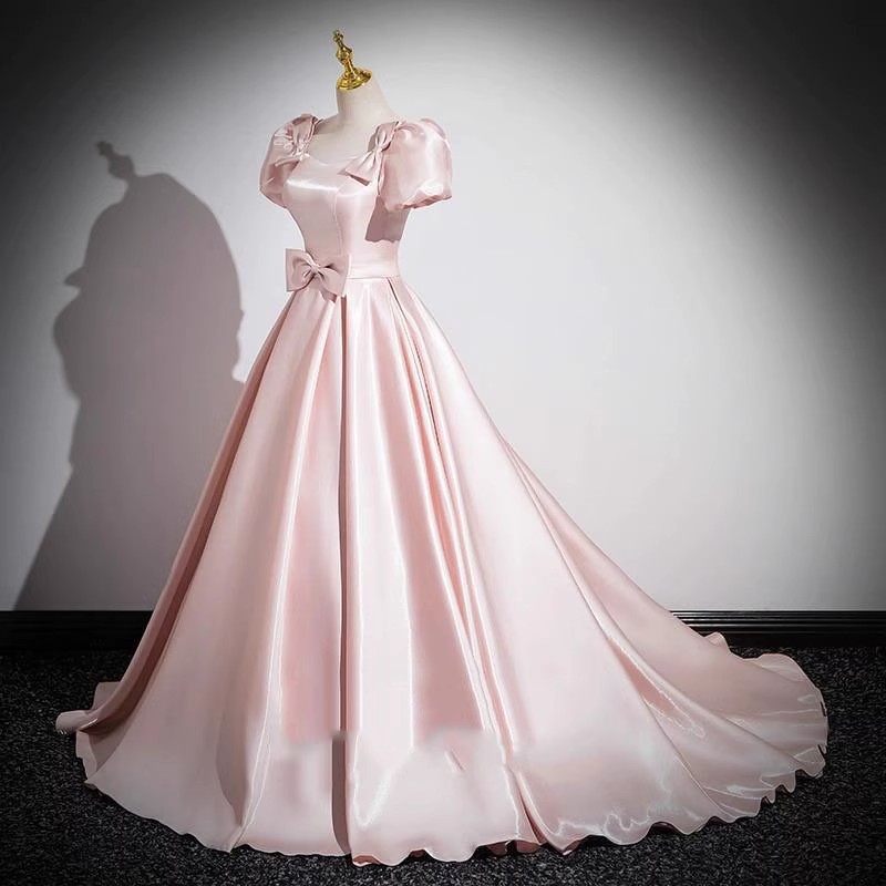 Robe de soirée en satin rose pour femme, nouvelle collection 2026, style élégant, pour soirée, chorale, cérémonie, défilé de mode, banquet, robe sur mesure