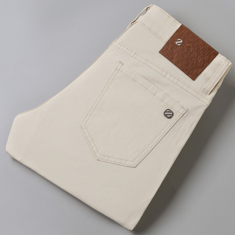 Jean de luxe haut de gamme pour hommes, pantalon élastique tendance polyvalent, coupe slim, simple et décontracté, printemps/été 2025