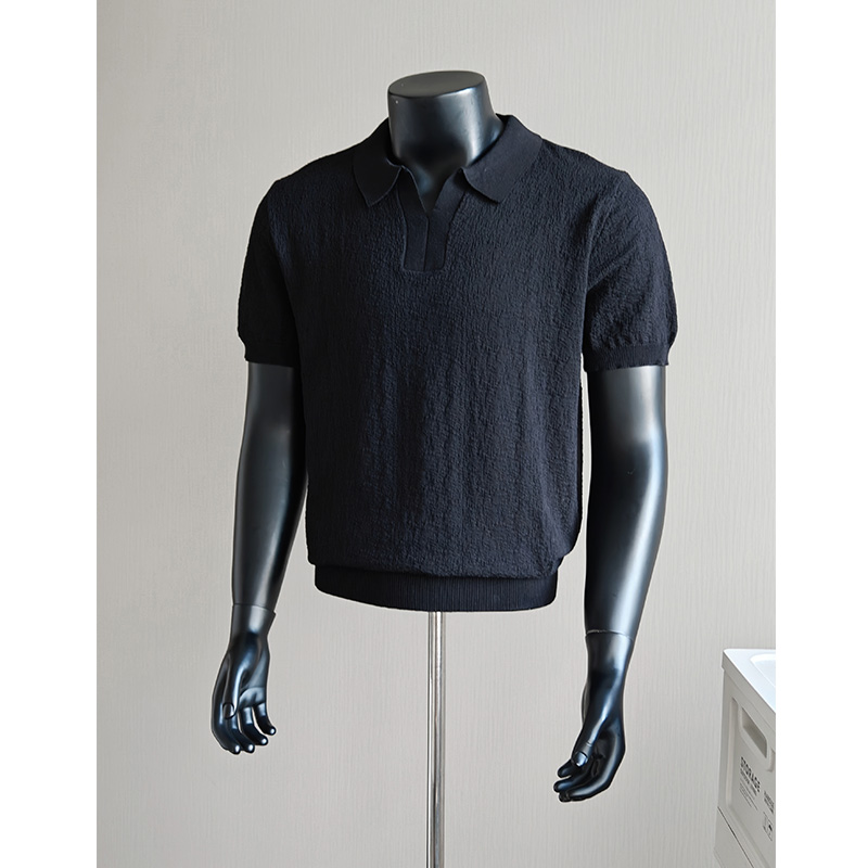 T-shirt d'été en soie glacée tricotée à manches courtes, couleur unie, col rond, décontracté, pour affaires et occasions sociales, streetwear