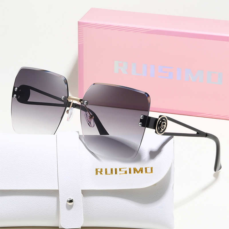 RUISIMO sans monture métal carré lunettes de soleil femmes hommes couleur claire marque exquise lunettes de soleil plage voyage mâle femme lunettes UV400