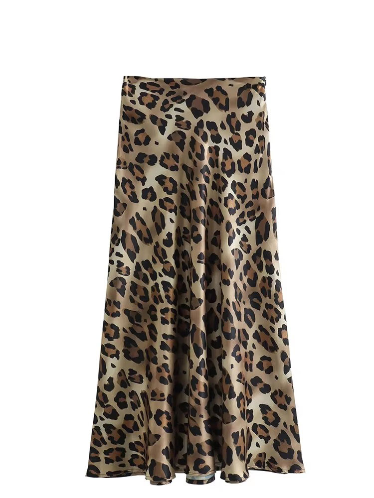 HH femmes mode imprimé léopard jupe Vintage taille haute jupes mi-longues femmes élégantes été décontracté Streetwear jupe