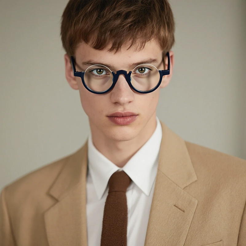 Lunettes demi-monture Design de mode pour hommes et femmes, Style Design rétro Punk, monture ronde en acétate de haute qualité, lunettes décoratives