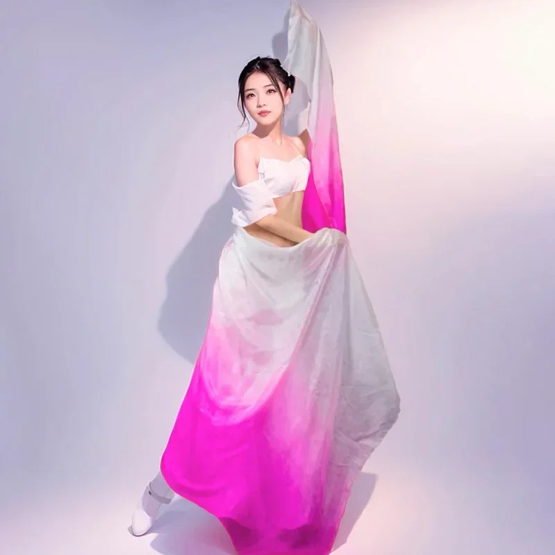 Voiles de danse orientale en soie véritable pour femmes, légers, dégradés, faits à la main, pour adultes