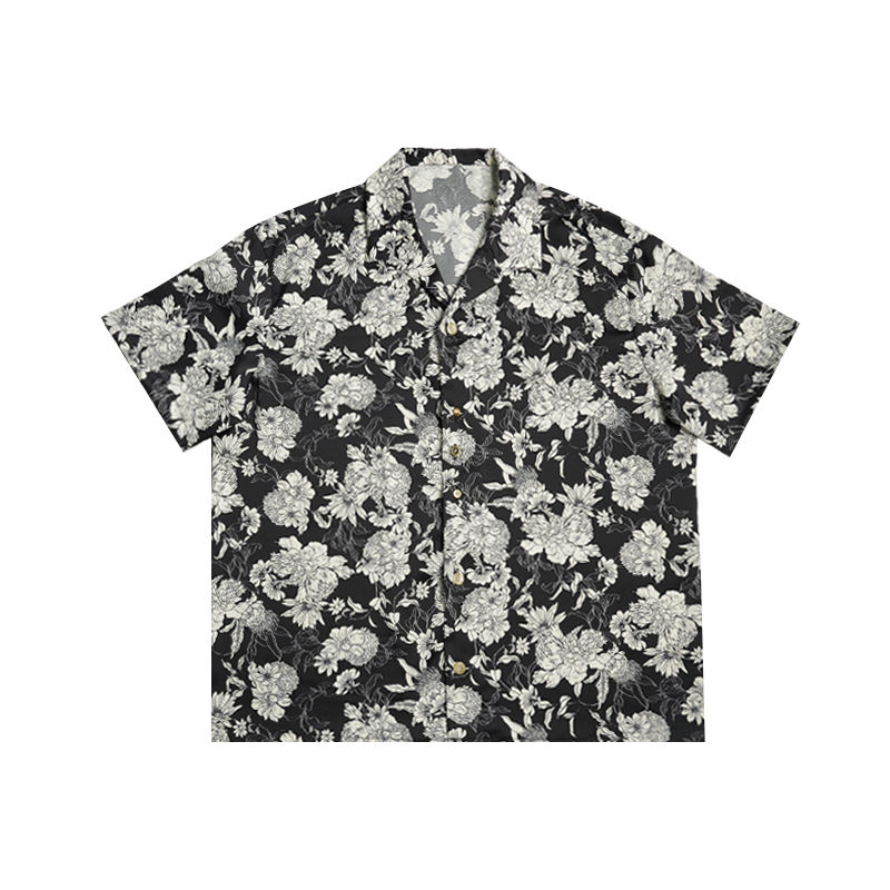 Chemise pour hommes japonais Vintage drôle graphique hawaïen hommes chemises florales avec manches nouveau dans pas cher marque hauts mode homme 2025 Xxl